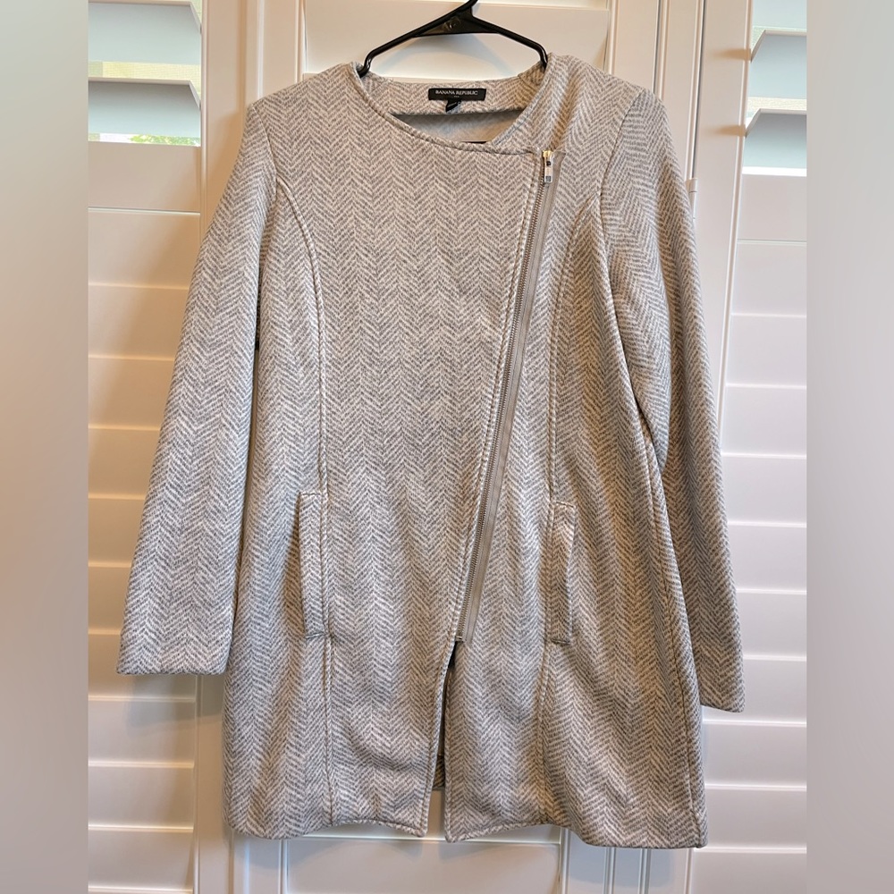 BANANA REPUBLIC  Womens Asymmetrical Zip Front Herringbone Sweater Coat Size S